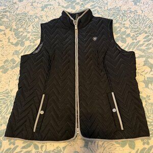 Ariat Women's Equestrian Black Quilted Vest Chevron Stitching & Full Zip Sz XXL